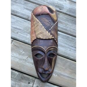Vintage Huge African Wooden Mask Good condition. Wall Decor